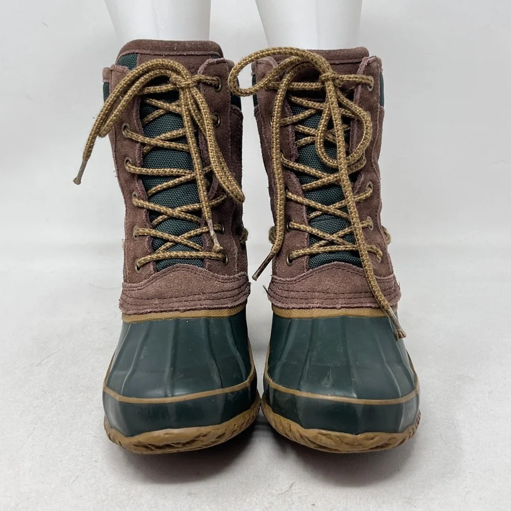G.H. Bass Bean Mens‎ Duck Boots Brown Suede Waterproof Green Rubber Size 7